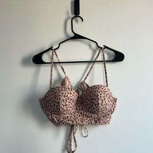 Brown and tan print tankini